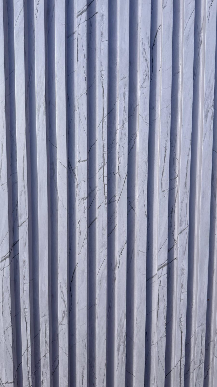 Fluted WPC Panel - White Marble Color