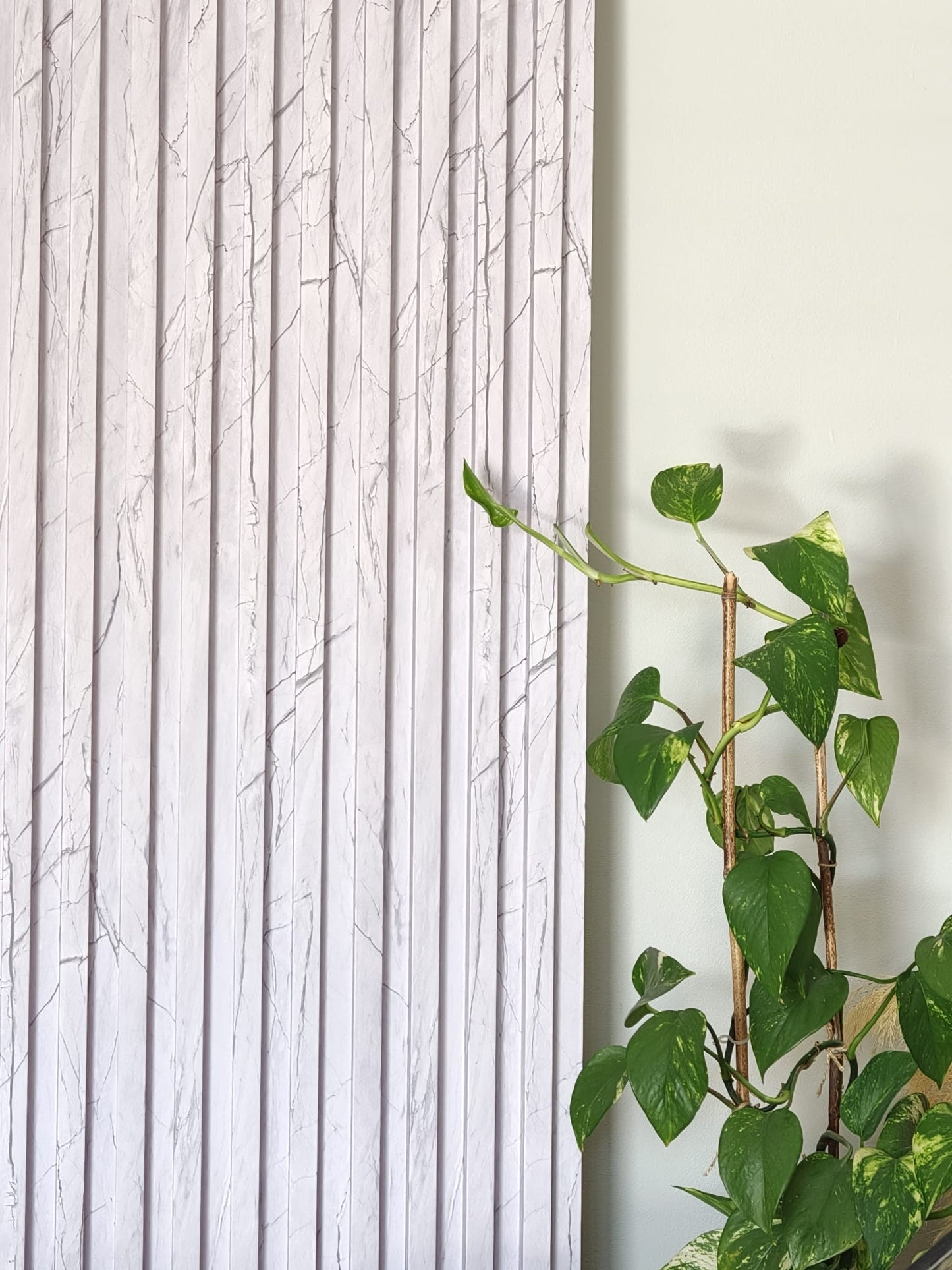 Fluted WPC Panel - White Marble Color